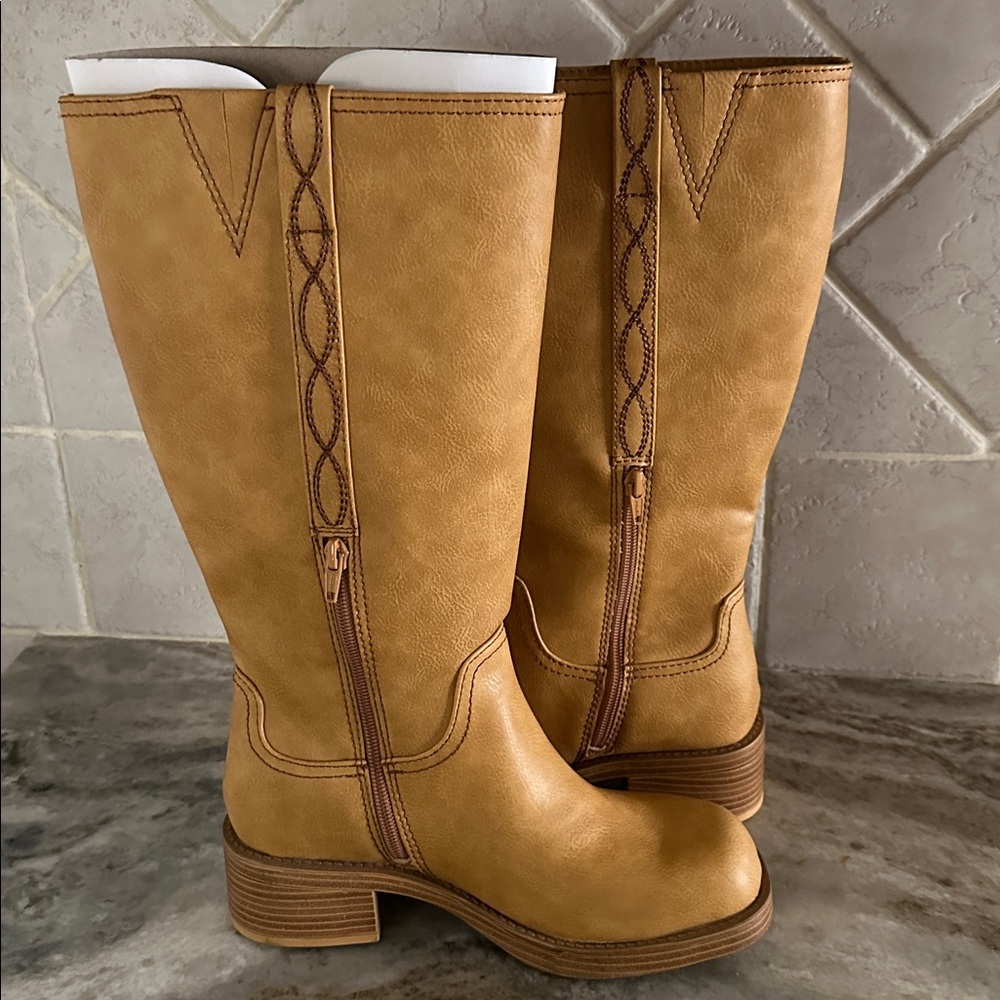 No Boundaries Tan Knee-High Riding Boots